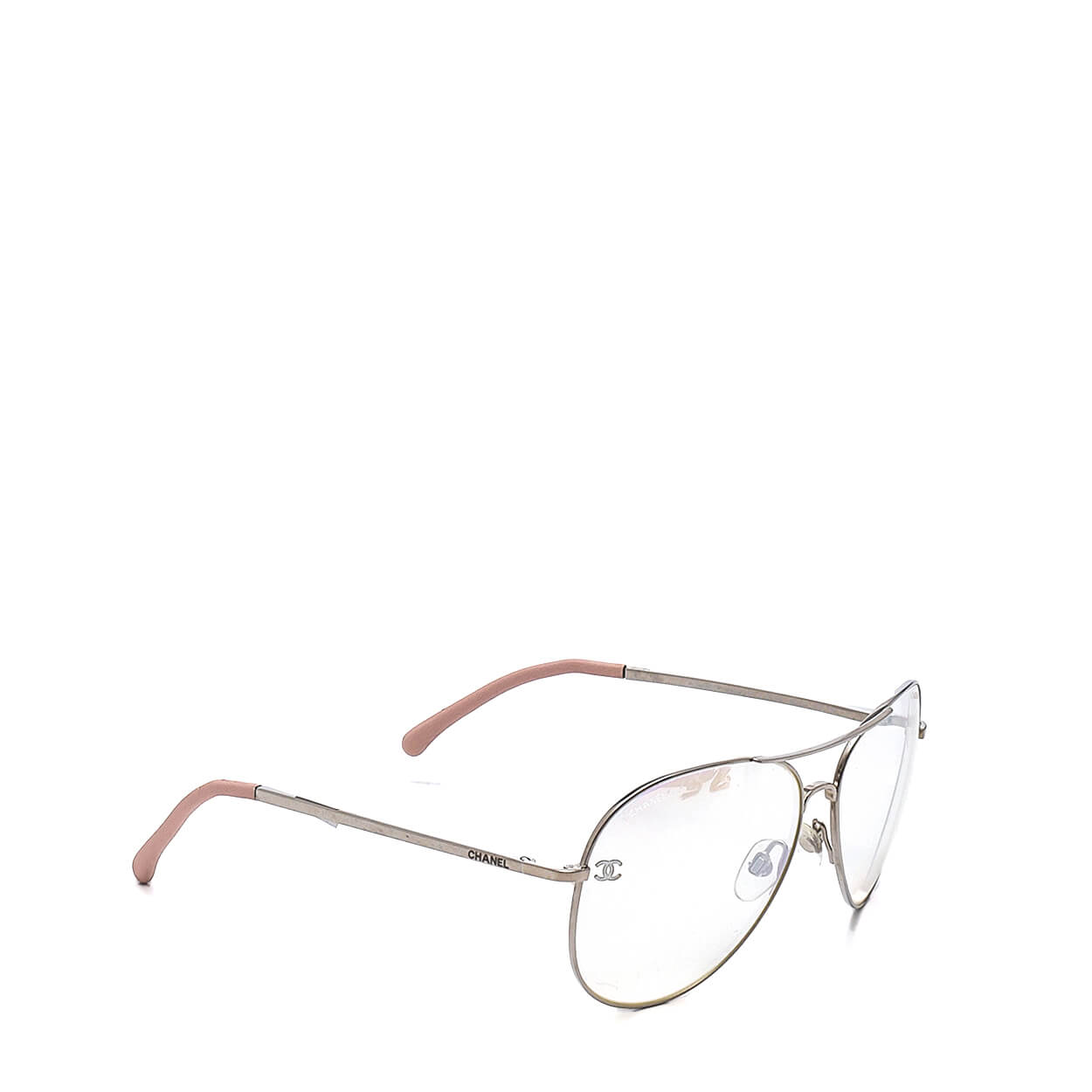 Chanel - Transparent Lens & Pink Metal CC Sunglasses